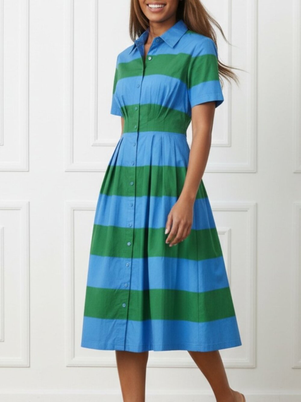 Sugarlips Blue and Green Stripes Dress